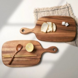 Acacia wood cutting board with handle