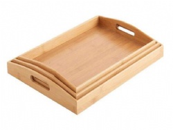 Bamboo Serving Tray with Handle Set of 3-piece