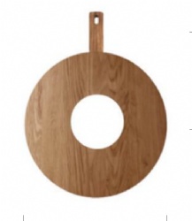 Acacia wood serving tray with handle, round