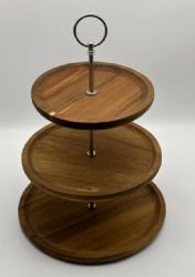 Acacia wood cake stand-3 tier, food serving tray